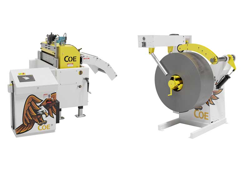 Coe Press Equipment Coil Reel and Feed White Background