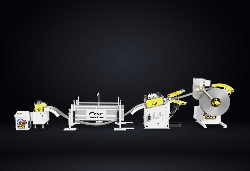 Coe Press Equipment Complete Feed Line Black Background