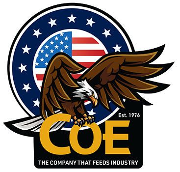 Coe The Company that Feeds Industry Est. 1976 New Eagle Logo