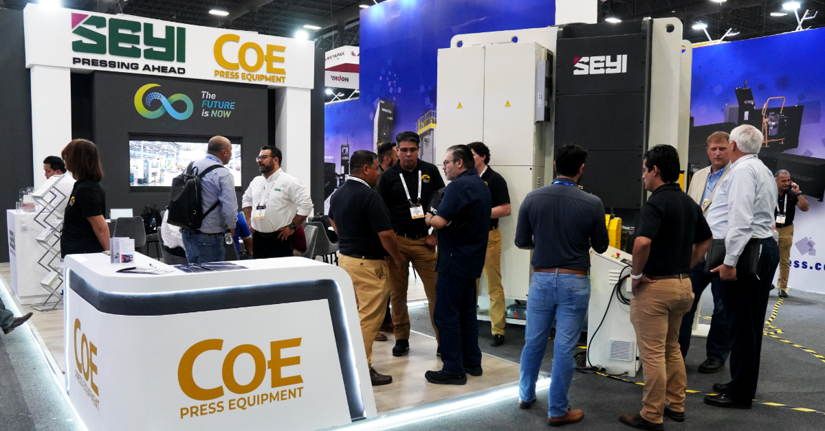 COE Press Equipment FABTECH Mexico 2024 Booth with SEYI